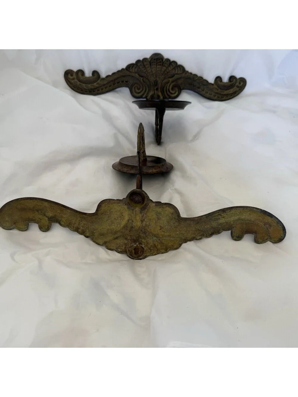 2 Rustic Cast Iron Candle Holder Wall Sconces Pillar Large Farmhouse